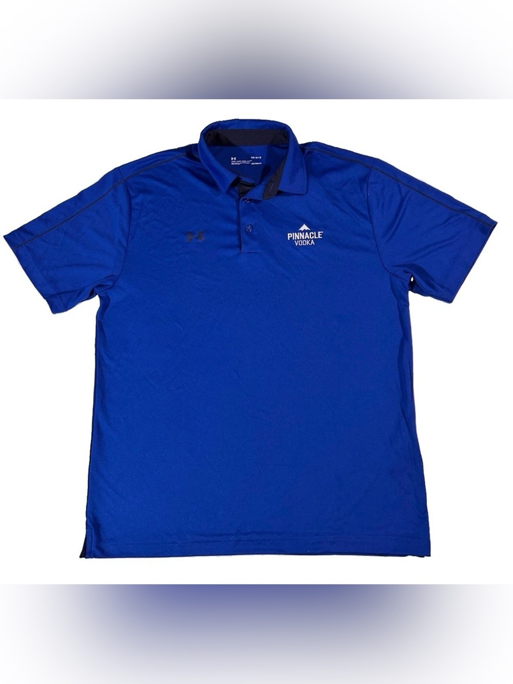NWT Under Armour HeatGear Mens Large Polo Shirt Blue Pinnacle Vodka Promo Golf